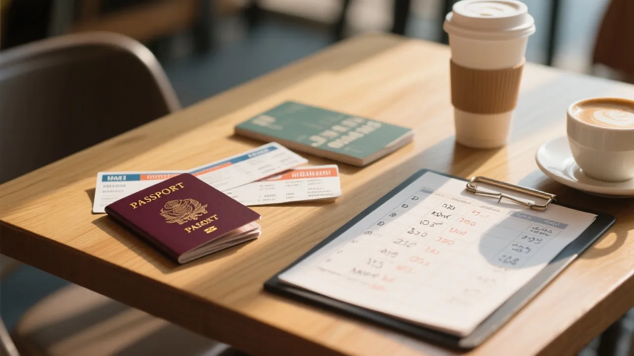 旅途中在咖啡馆摊开赛程与预算表,做存钱倒推规划